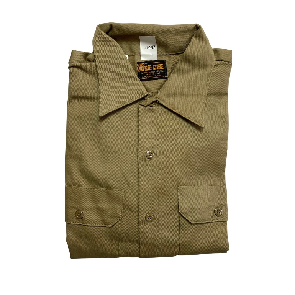 Dee Cee Work Shirt Mens 16.5 Tan Khaki Long Sleeve Button Up Vintage USA Made